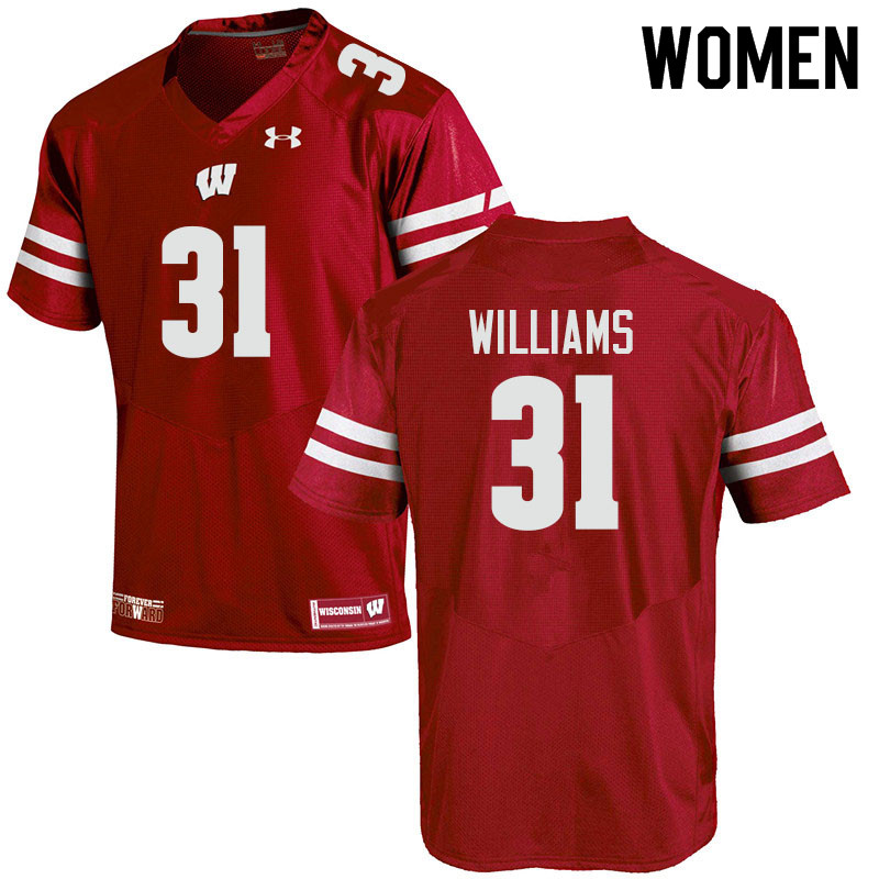Women #31 Amaun Williams Wisconsin Badgers College Football Jerseys Sale-Red - Click Image to Close